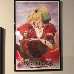 harley quinn and deadpool framed picture